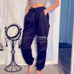 Black cargo joggers